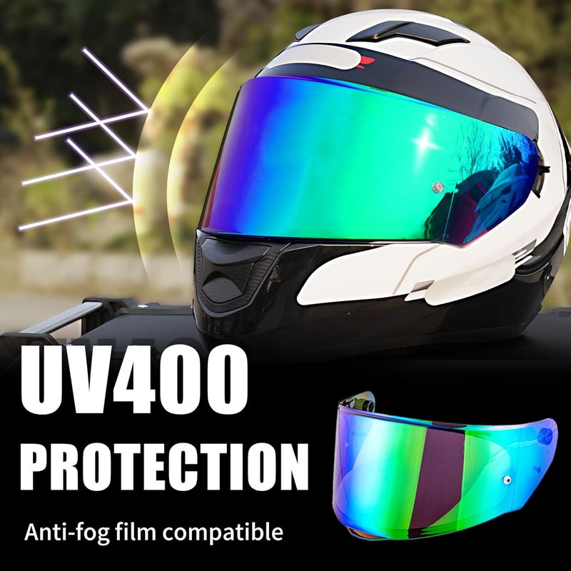VCOROS Helmet Shield For Assault/Rapid/Stream Full Face Shield Compatible with FF800 FF320 FF328 FF353 Street Motorcycle Helmet Visor Replacement(Chrome Green) - Image 3